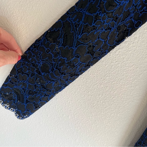 Veronica Beard Gynne Long Sleeve Pencil Dress Lace Black Blue Designer Women’s 4 - Picture 6 of 14